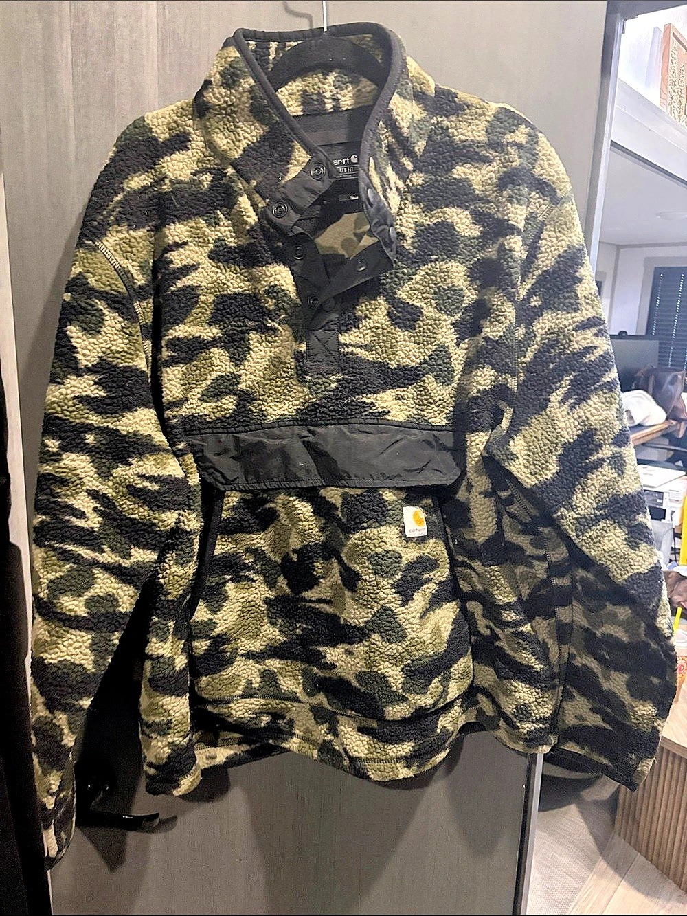 Carhartt Relaxed Fit Fleece Snap-Front Pullover Camo Jacket XL